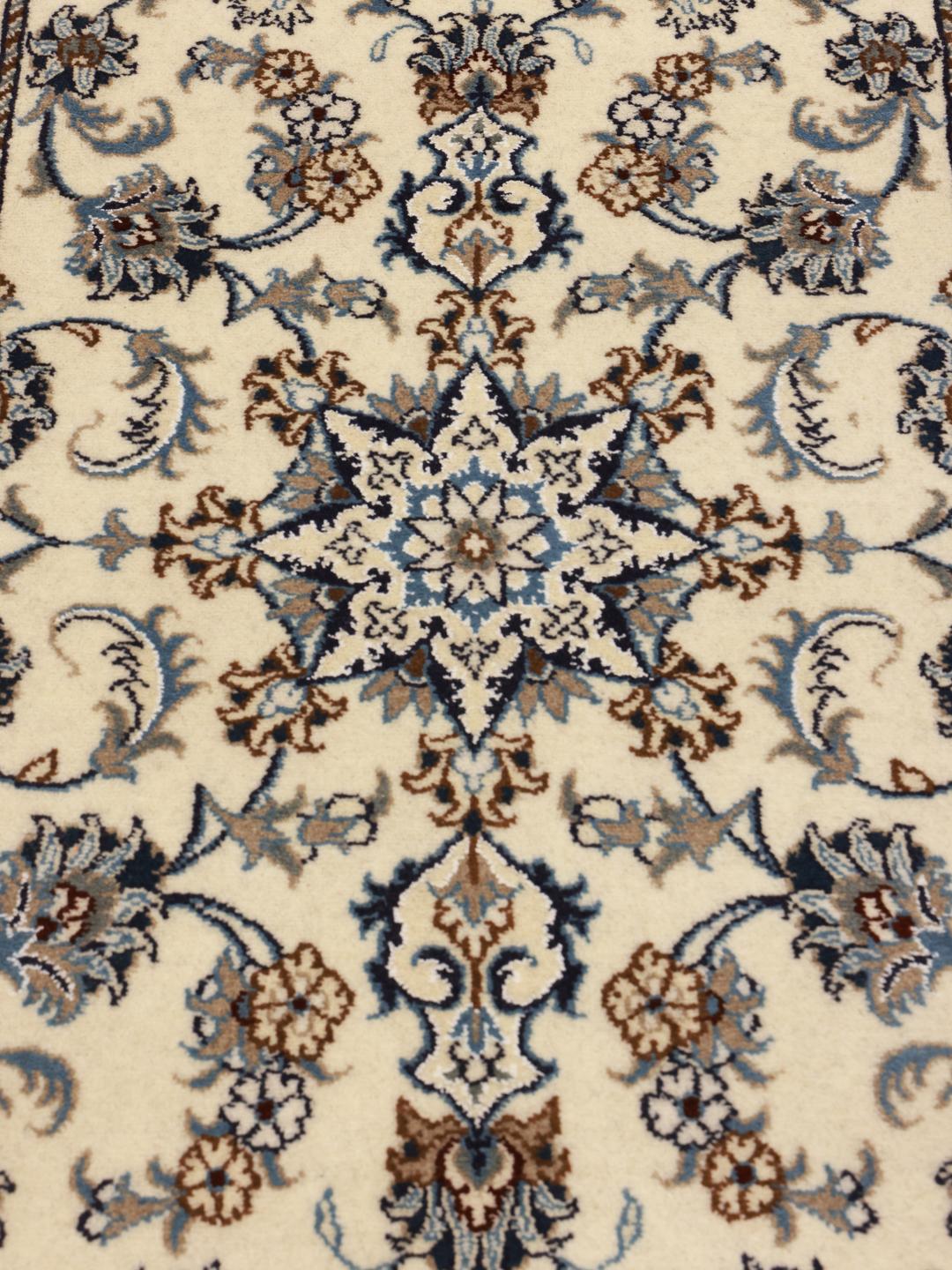 Hand-knotted Nain runner in beige from the Middle East
