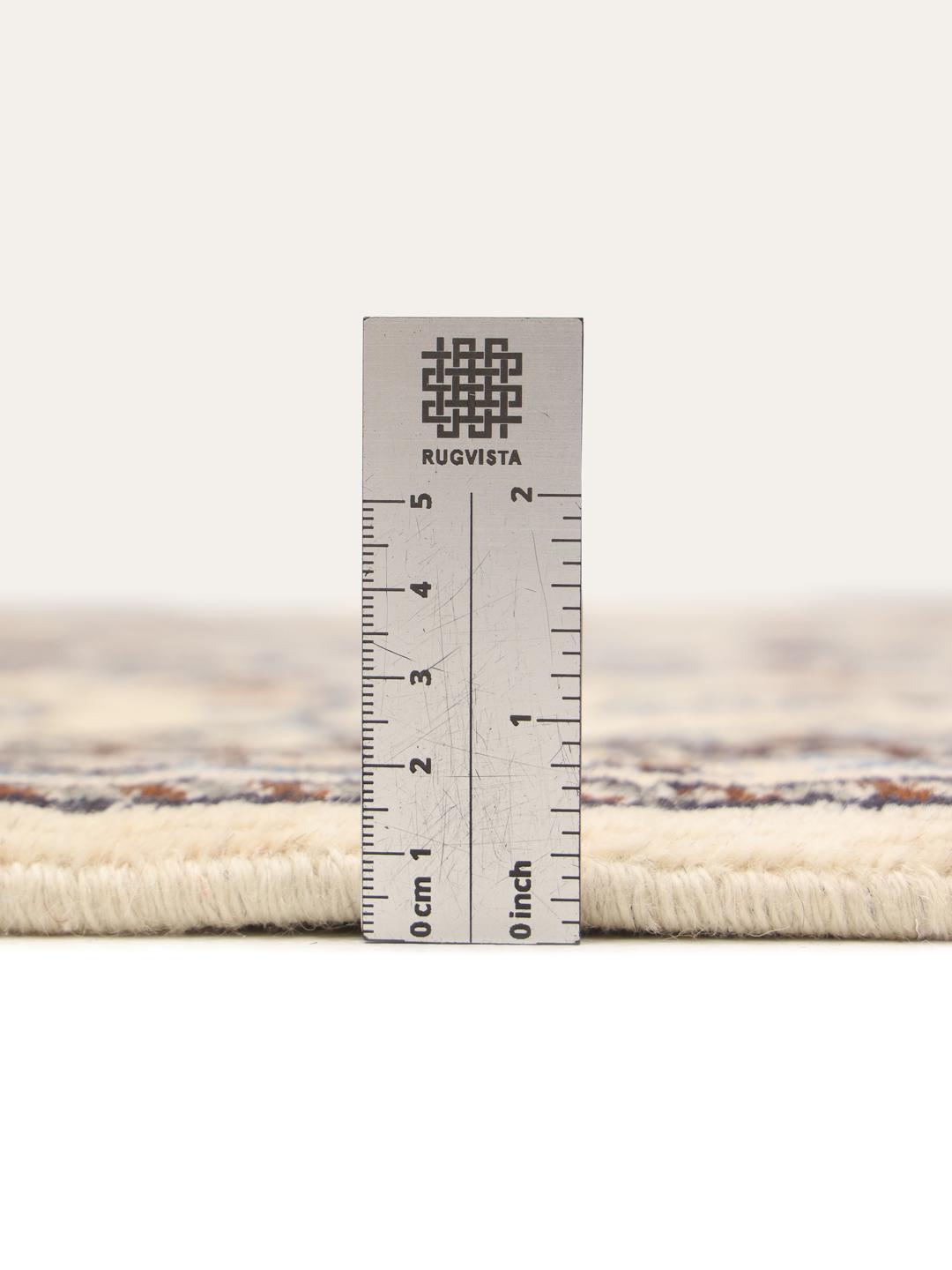 Handgeknoopte Nain loper met bloemmotieven in beige en blauw uit het Midden-Oosten