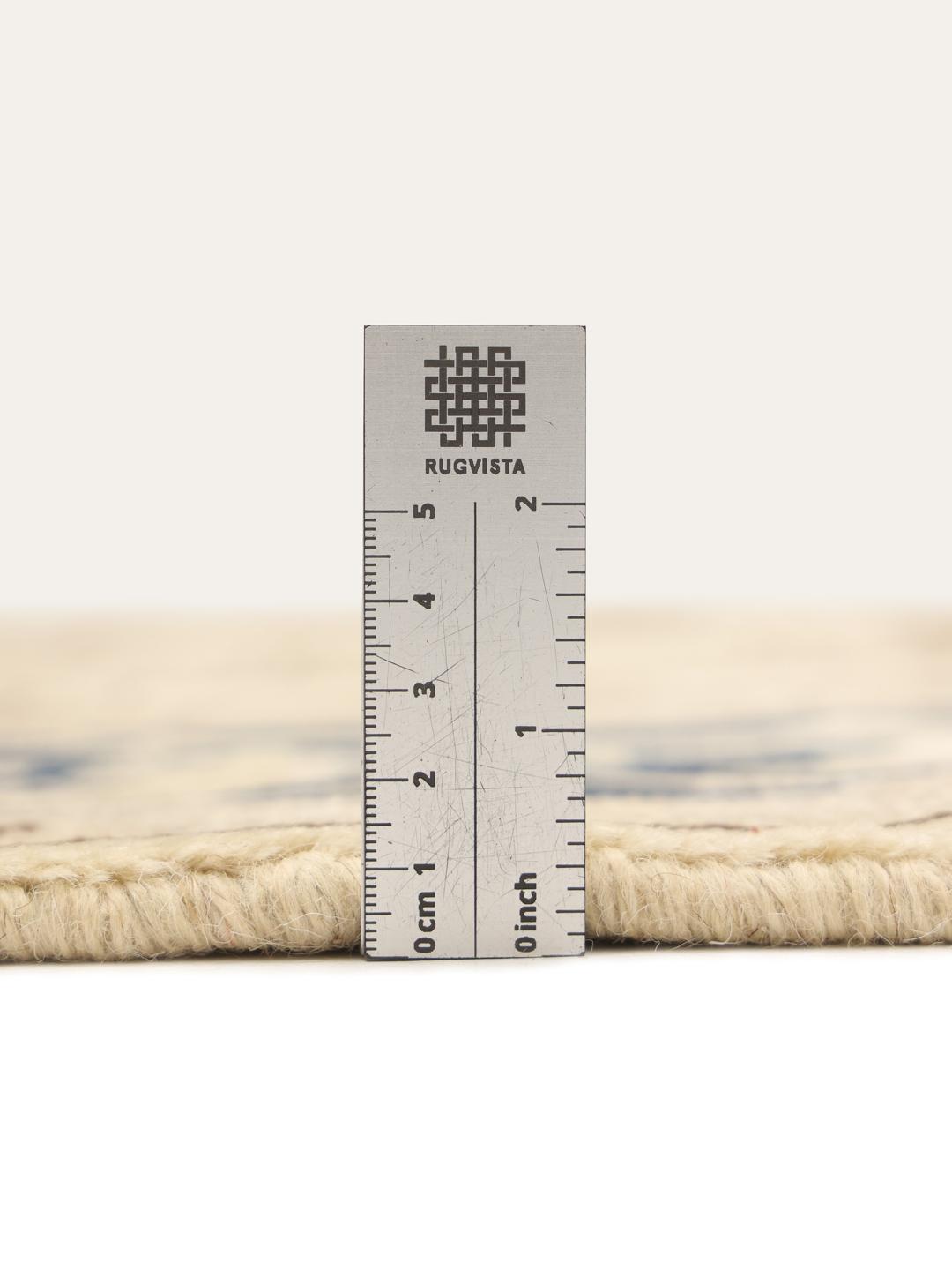 Vierkant handgemaakt Heriz-tapijt uit het Midden-Oosten in beige en blauwe tinten