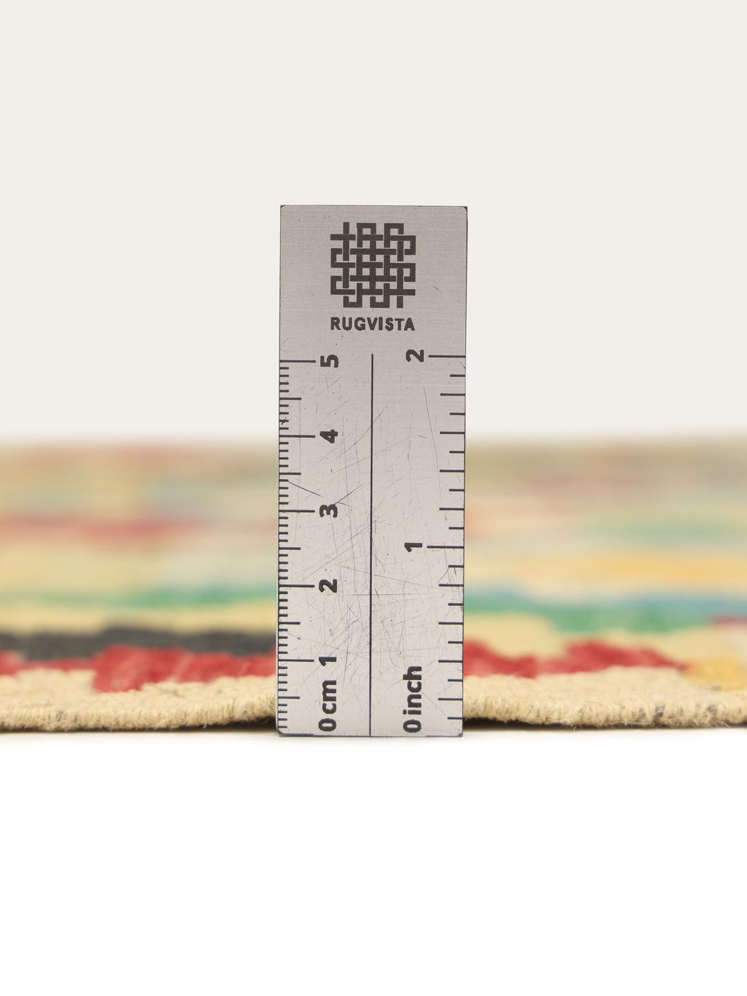 Handgeweven Afghan Kelim vloerkleed met een kleurrijk geometrisch ruitpatroon