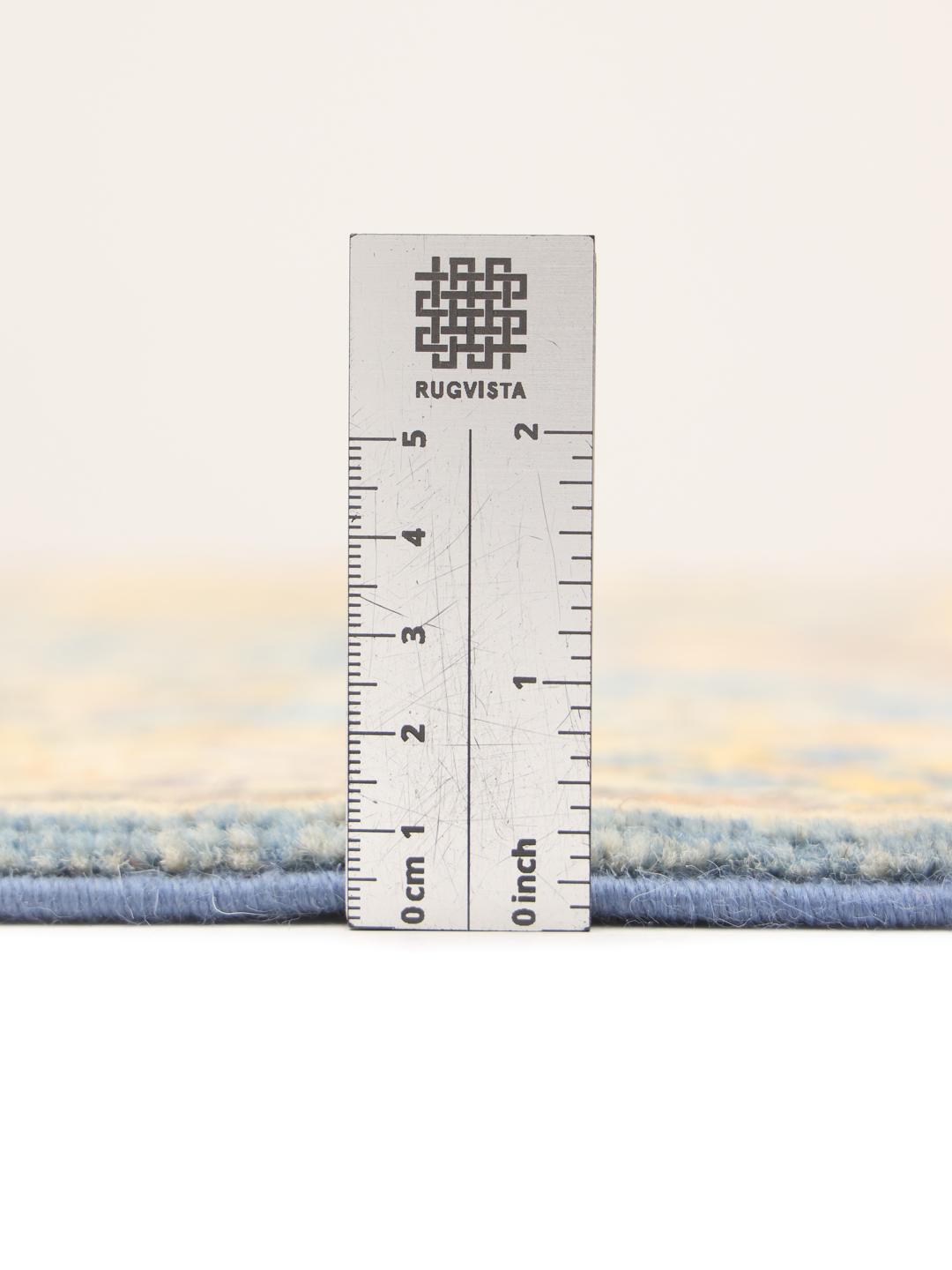 Handgeknoopt Afghaans Kazak-tapijt met een blauw veld en geometrische motieven
