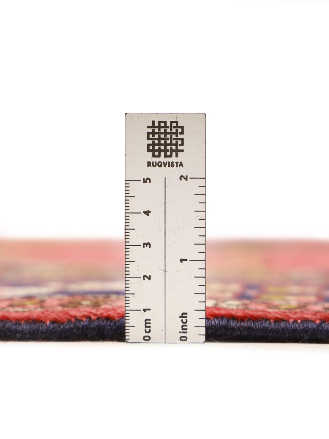Hand-knotted Middle Eastern runner in red with geometric motifs