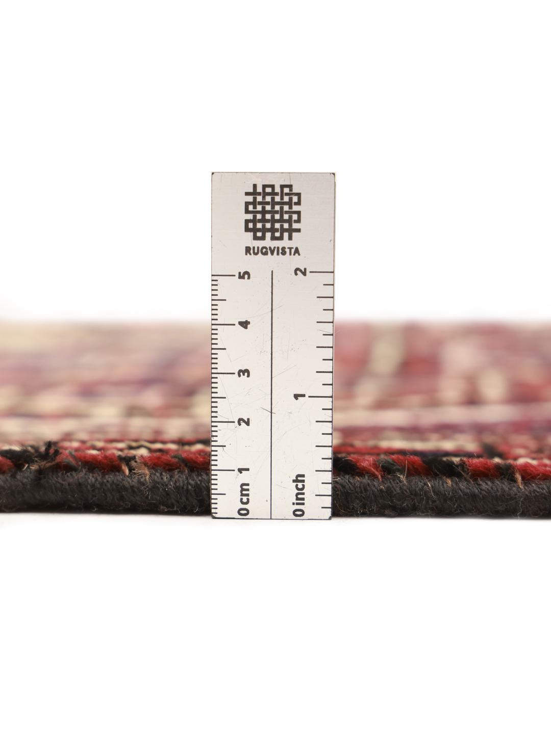 Hand-knotted Afshar Shahre Babak rug from the Middle East in dark-red and beige
