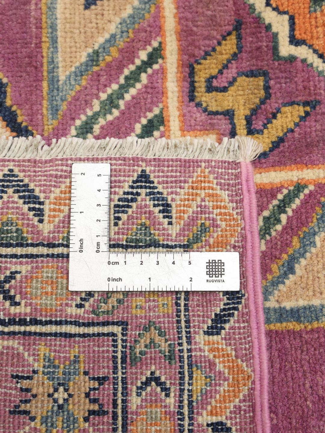 Handgemaakt Kazak-tapijt uit Afghanistan in paarse en meerkleurige tinten