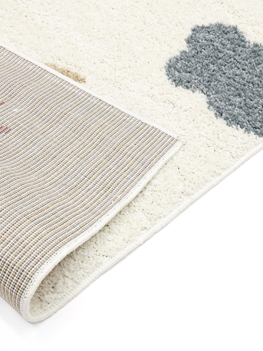 Kinderkleed in off white met veelkleurige vogel- en sterrenmotieven