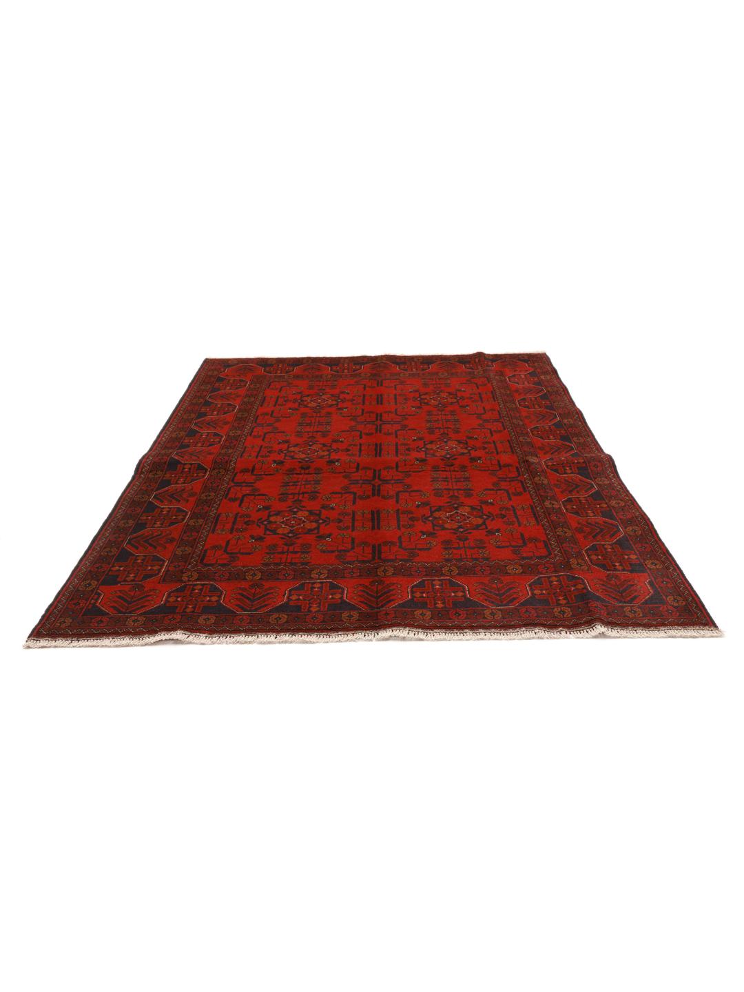 Hand-knotted Afghan Khal Mohammadi rug in deep red