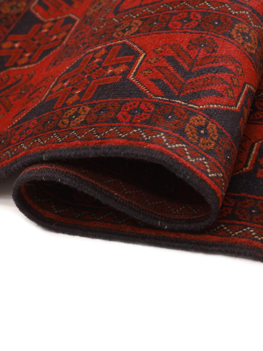 Hand-knotted Afghan Khal Mohammadi rug in deep red