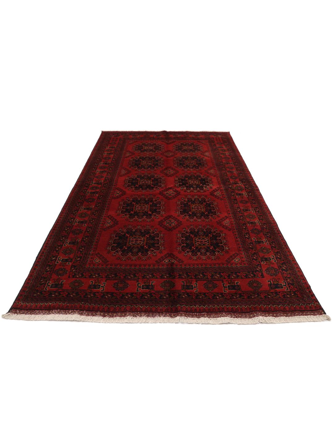 Afghan Khal Mohammadi rug with traditional red and black geometric motifs