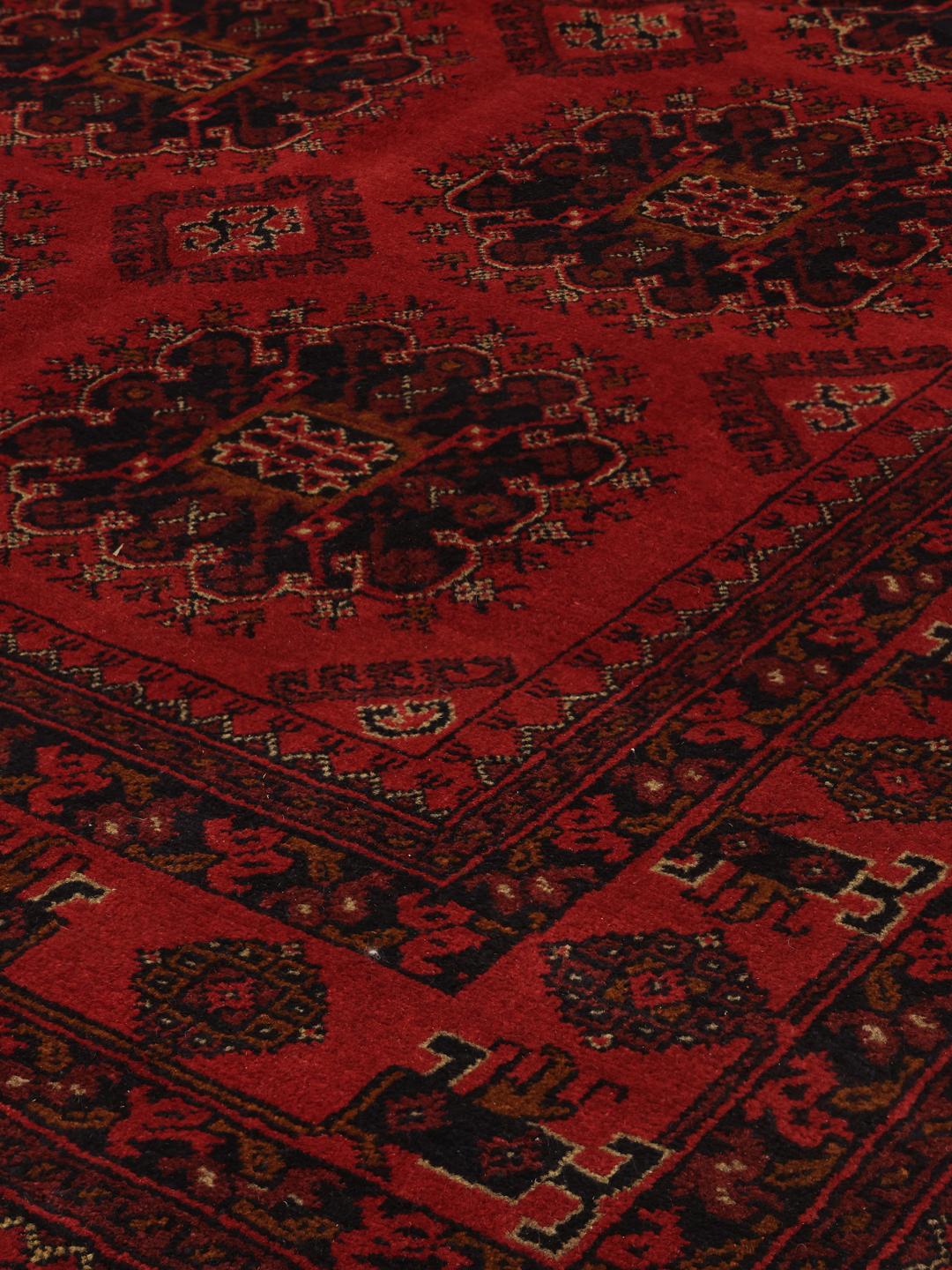 Afghan Khal Mohammadi rug with traditional red and black geometric motifs