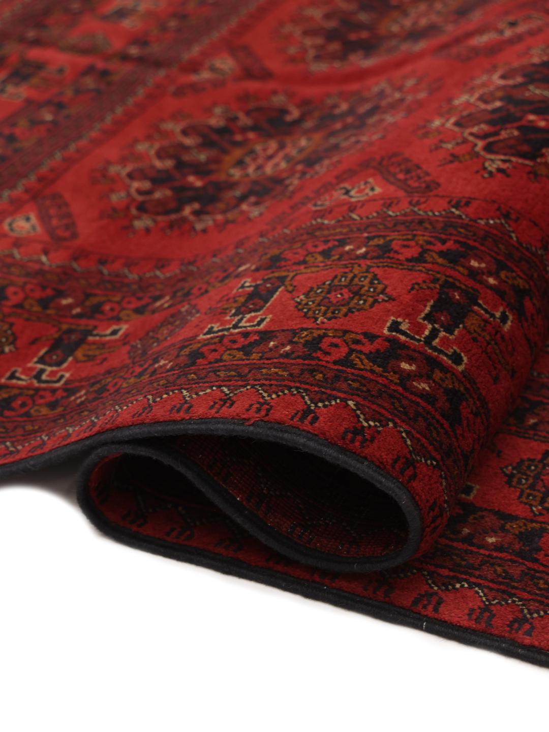 Afghan Khal Mohammadi rug with traditional red and black geometric motifs
