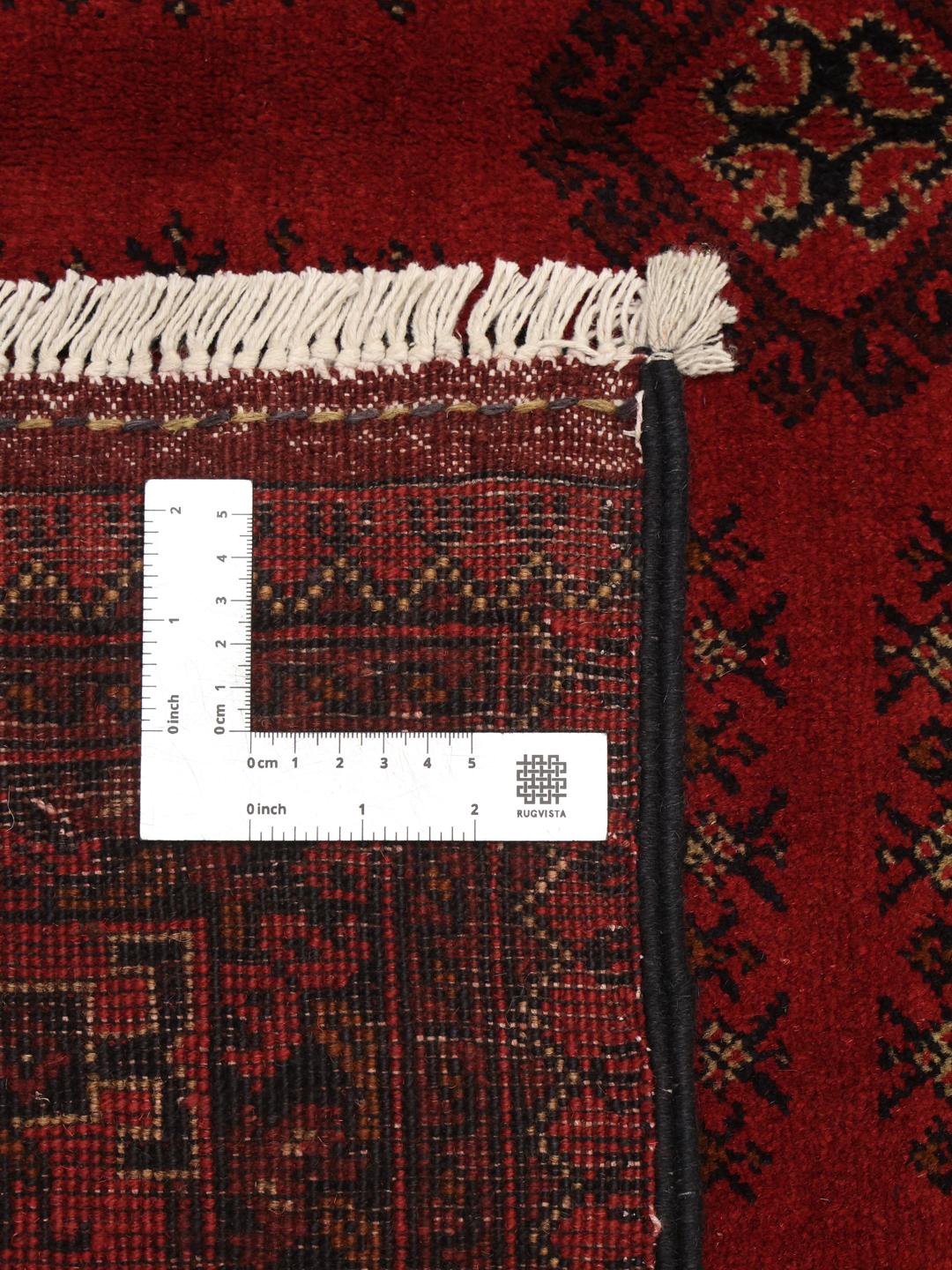 Afghan Khal Mohammadi rug with traditional red and black geometric motifs