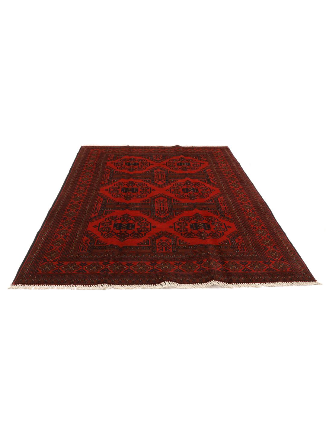 Hand-knotted Afghan Khal Mohammadi wool rug in deep red