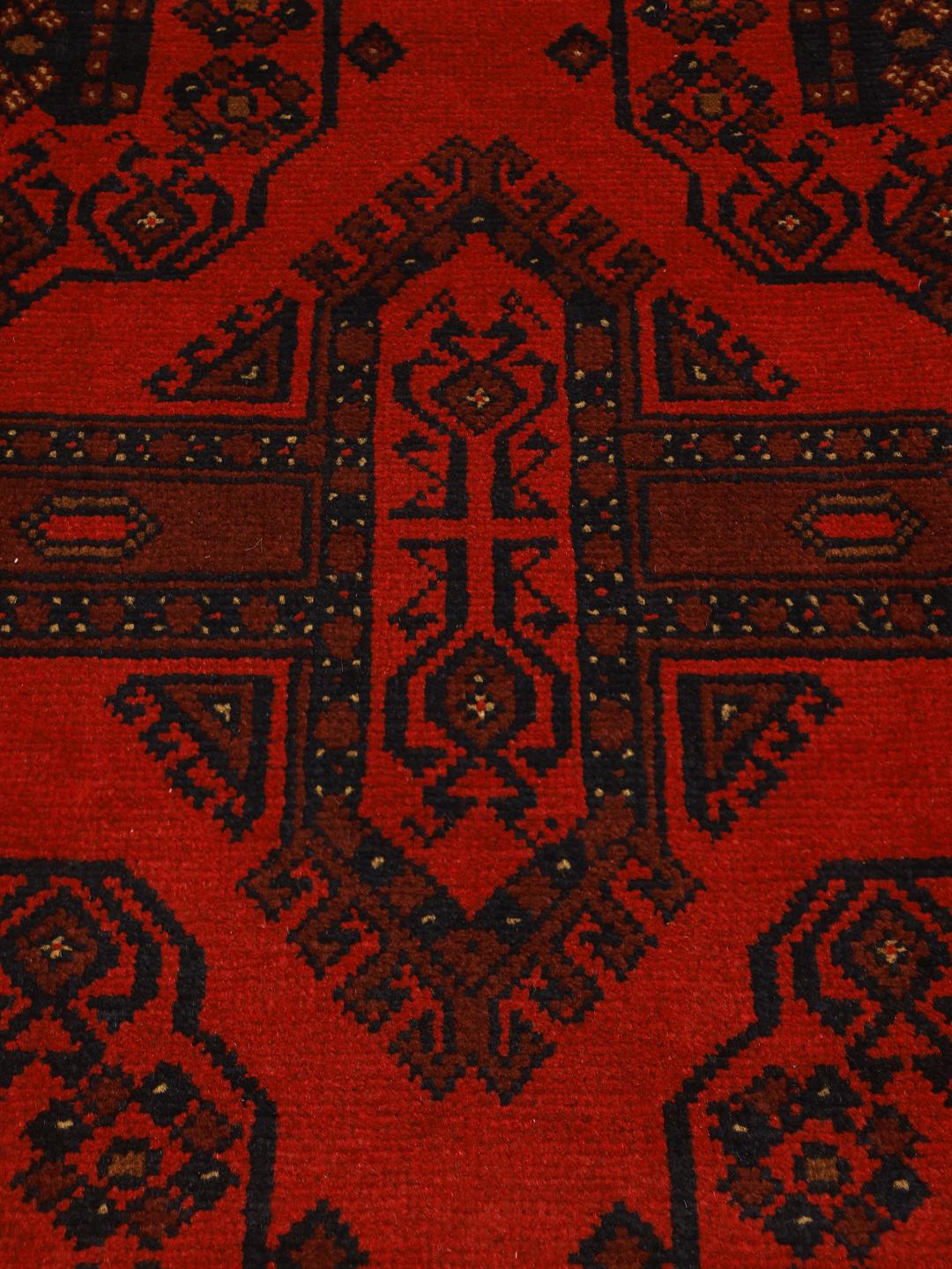 Hand-knotted Afghan Khal Mohammadi wool rug in deep red