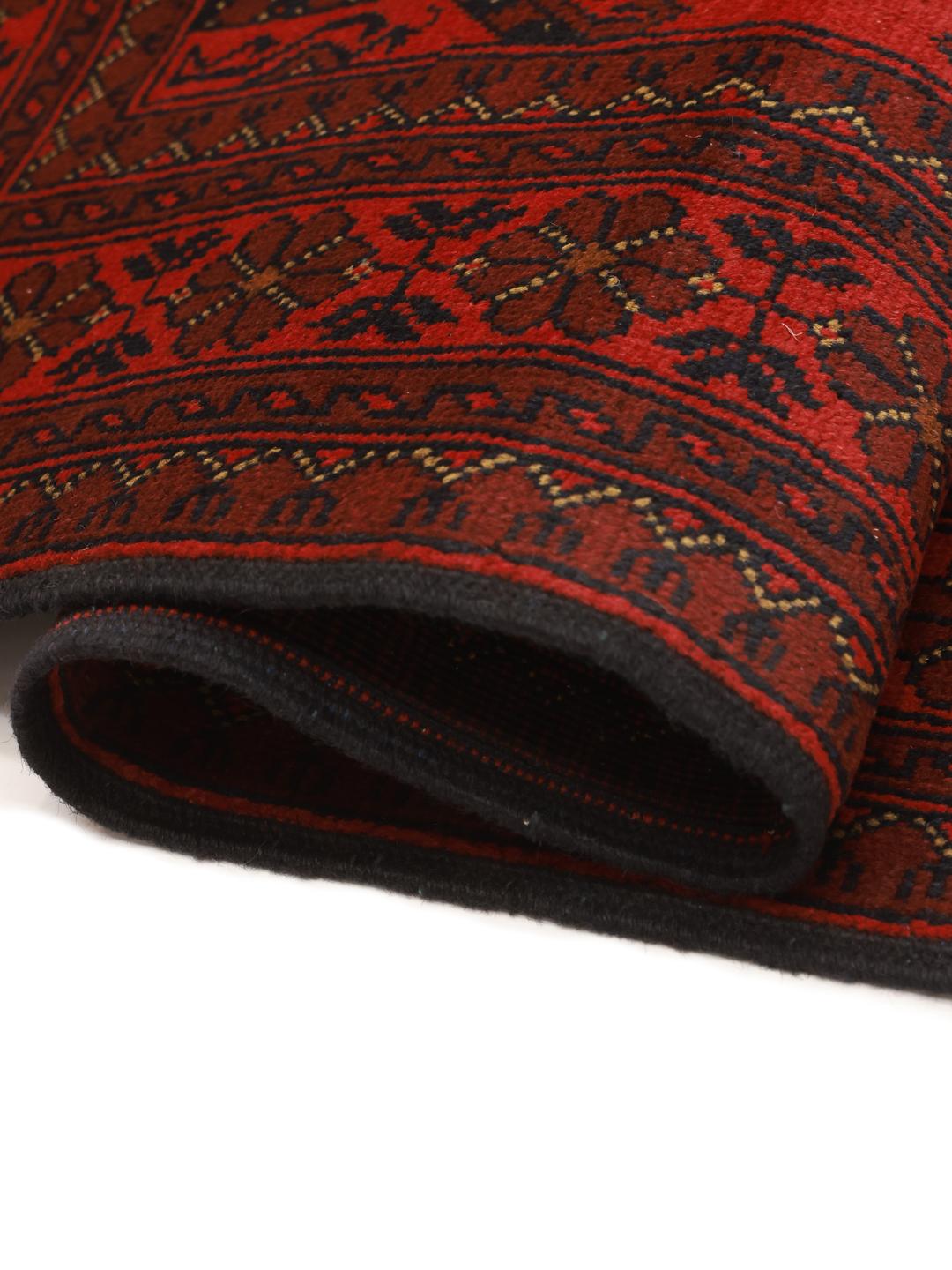 Hand-knotted Afghan Khal Mohammadi wool rug in deep red