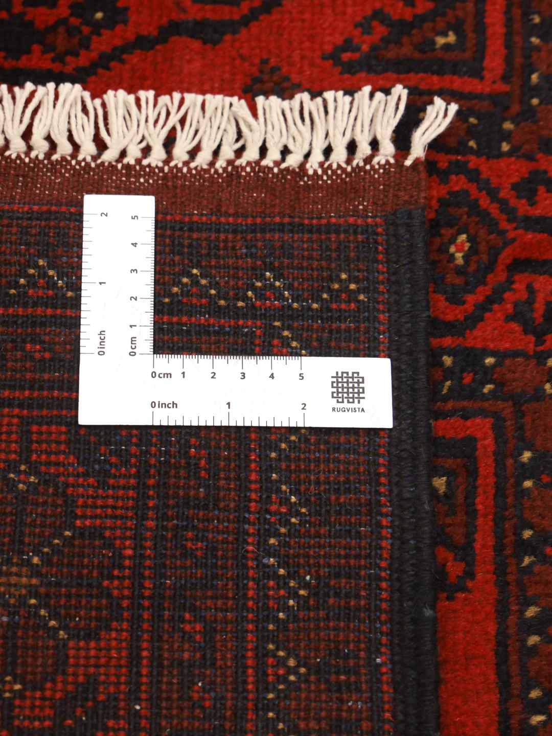 Hand-knotted Afghan Khal Mohammadi wool rug in deep red
