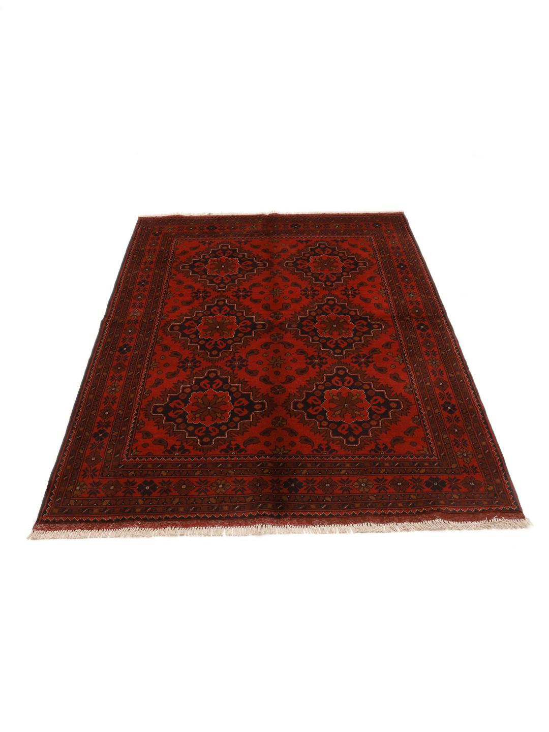 Hand-knotted Afghan Khal Mohammadi rug in deep red tones