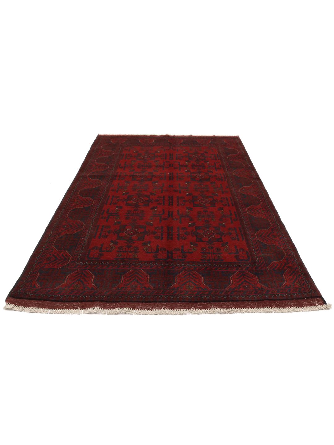 Hand-knotted Afghan Khal Mohammadi rug in rich red tones