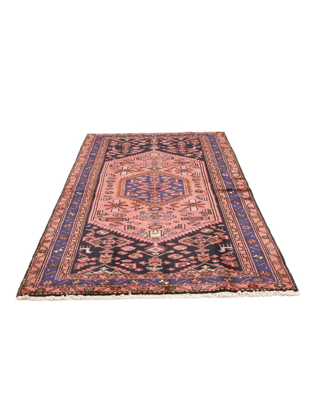 Handgeknoopt rood en blauw Hamadan wollen tapijt uit het Midden-Oosten