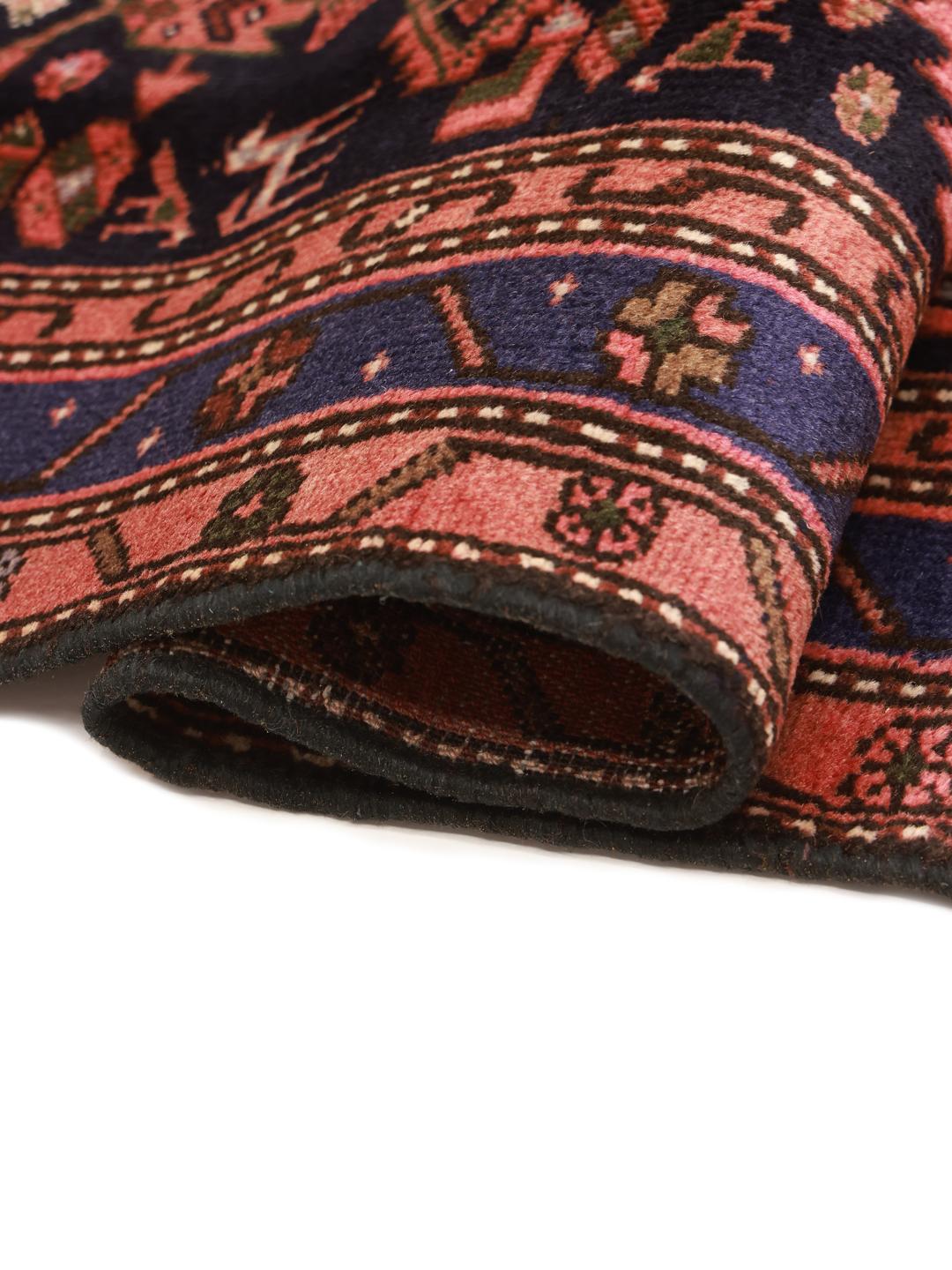 Handgeknoopt rood en blauw Hamadan wollen tapijt uit het Midden-Oosten