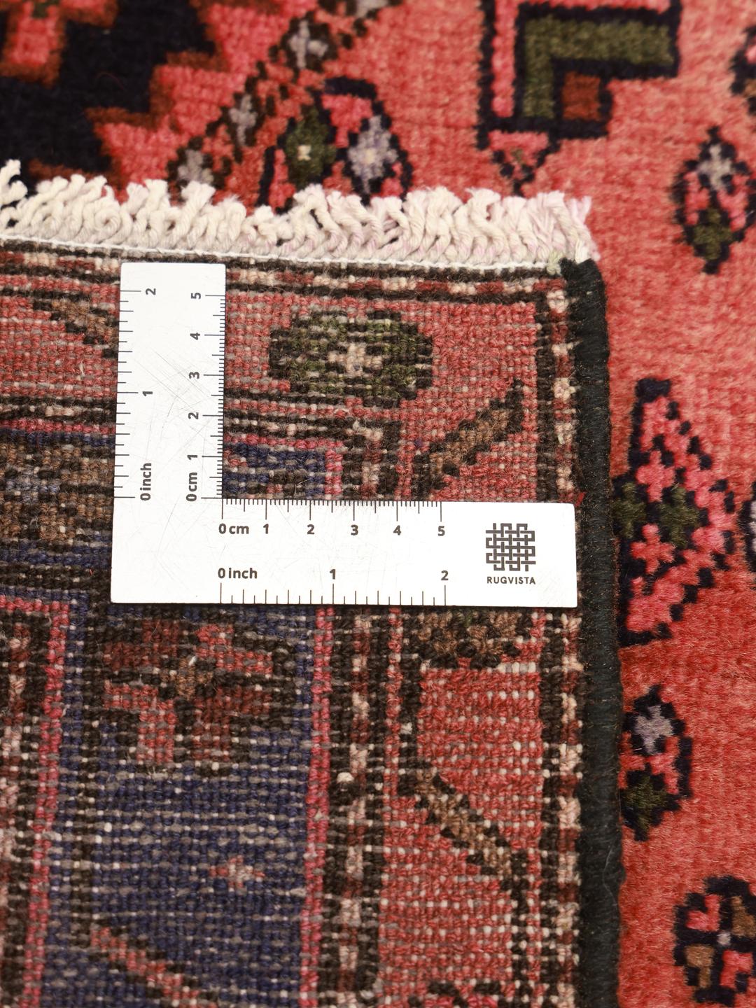 Handgeknoopt rood en blauw Hamadan wollen tapijt uit het Midden-Oosten