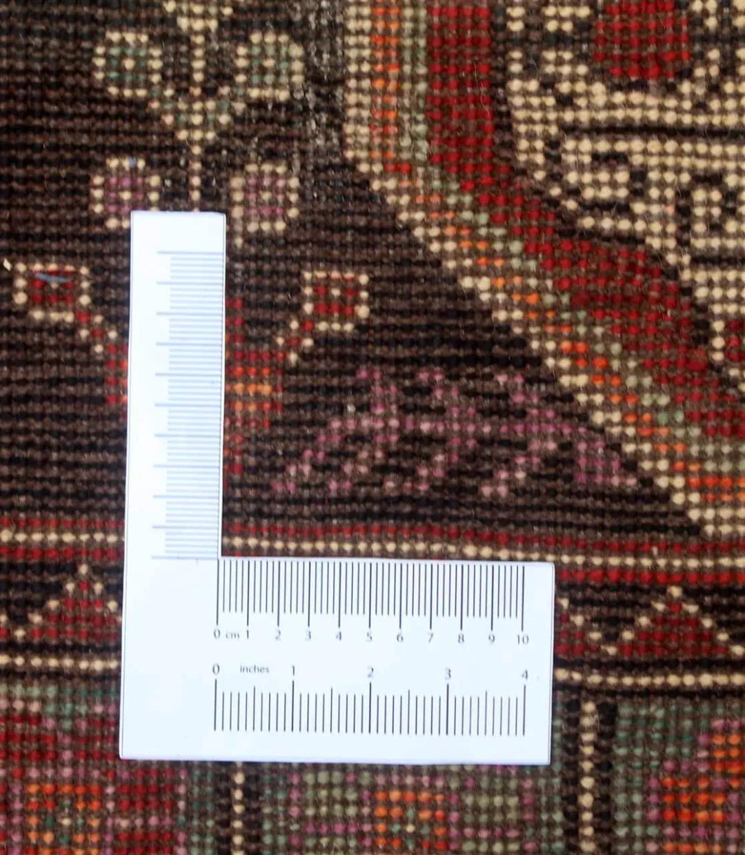Covor Kazak înnodat manual din Afganistan cu modele geometrice tradiționale în roșu și negru