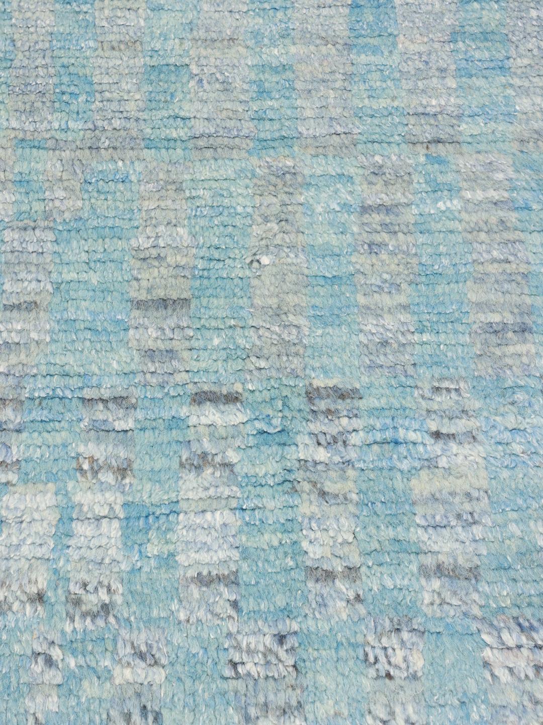 Tapis style berbère noué à la main venant d'Afghanistan en bleu clair