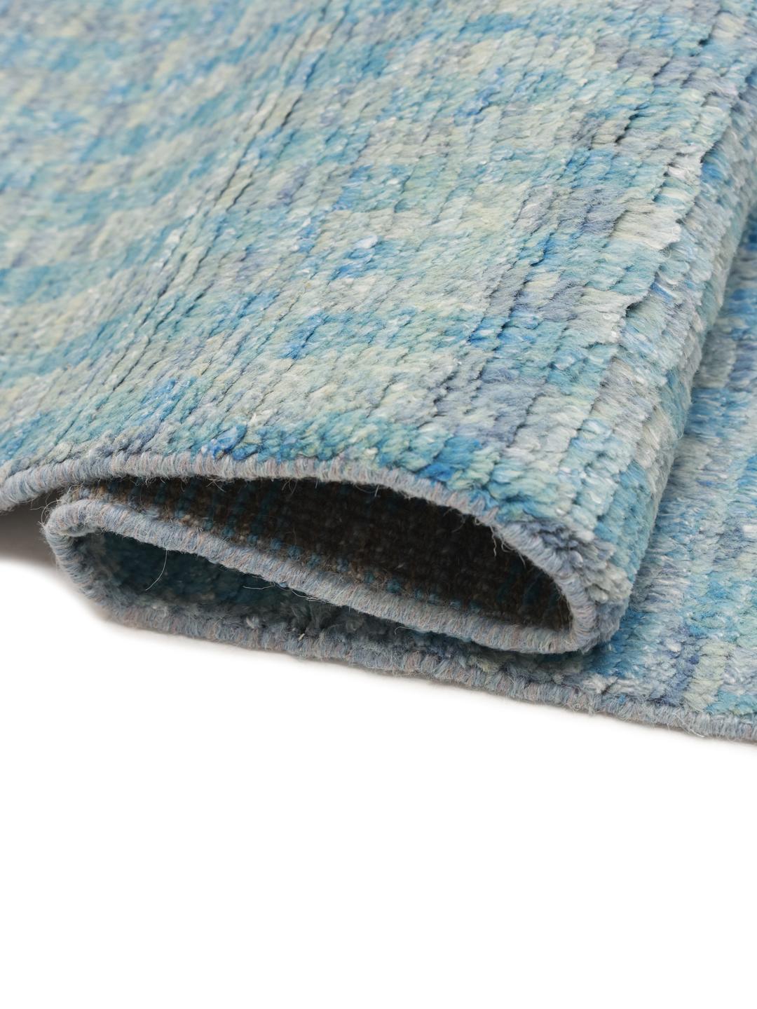 Tapis style berbère noué à la main venant d'Afghanistan en bleu clair