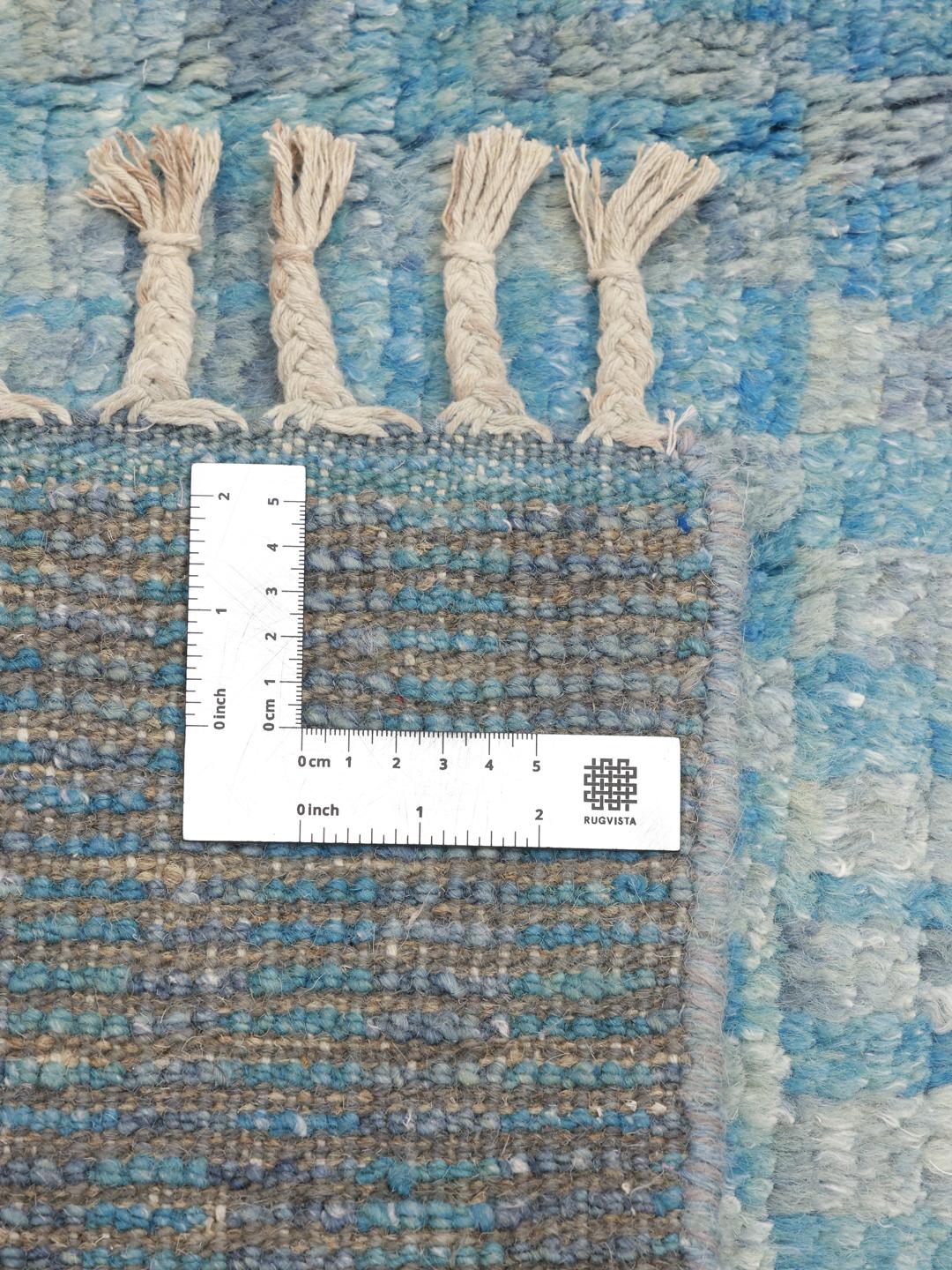Tapis style berbère noué à la main venant d'Afghanistan en bleu clair