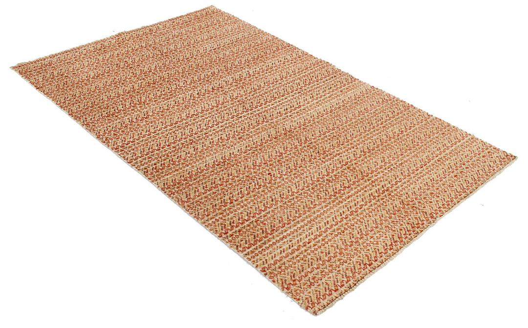 Handgeknoopt Afghaans Gabbeh-tapijt in rode en beige tinten