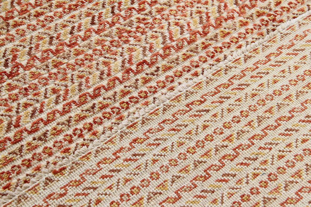 Handgeknoopt Afghaans Gabbeh-tapijt in rode en beige tinten