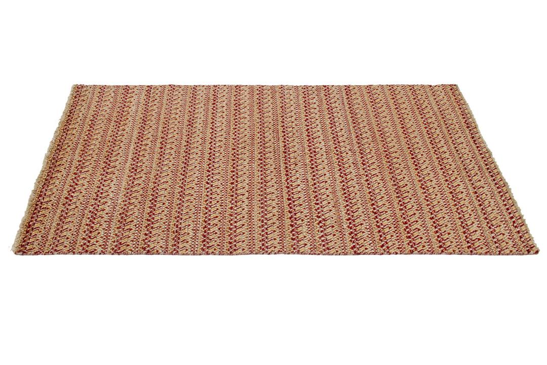 Handgeknoopt Gabbeh-tapijt uit Afghanistan in rode en beige tinten