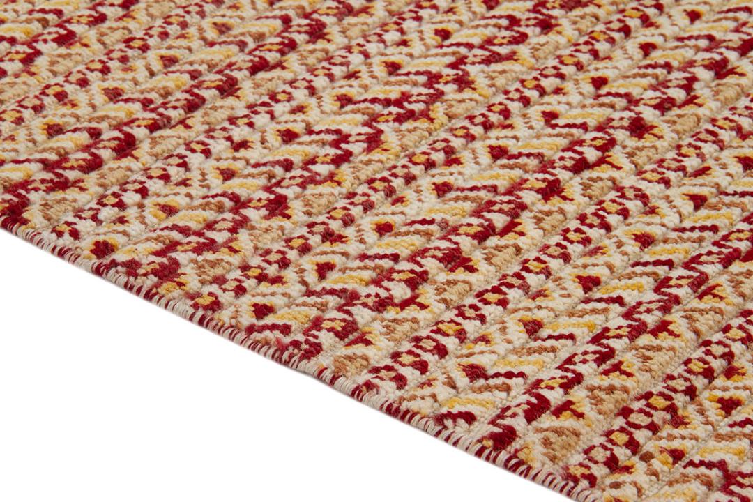Handgeknoopt Gabbeh-tapijt uit Afghanistan in rode en beige tinten