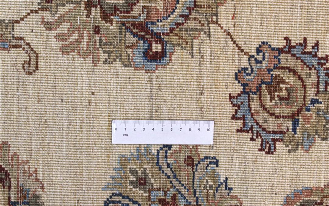 Håndknyttet Ziegler-tæppe fra Afghanistan med beige bund og blå kant