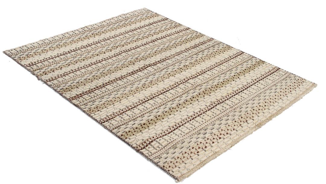 Handgeknoopt Gabbeh Modern tapijt uit Afghanistan met beige en grijze geometrische patronen