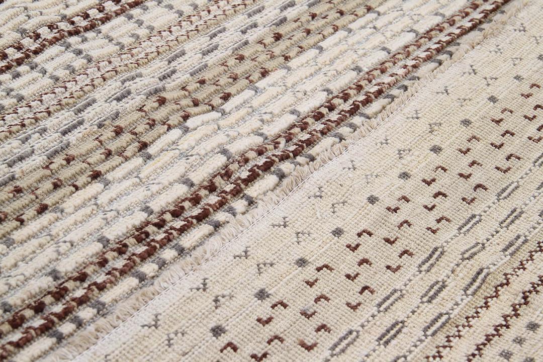 Handgeknoopt Gabbeh Modern tapijt uit Afghanistan met beige en grijze geometrische patronen