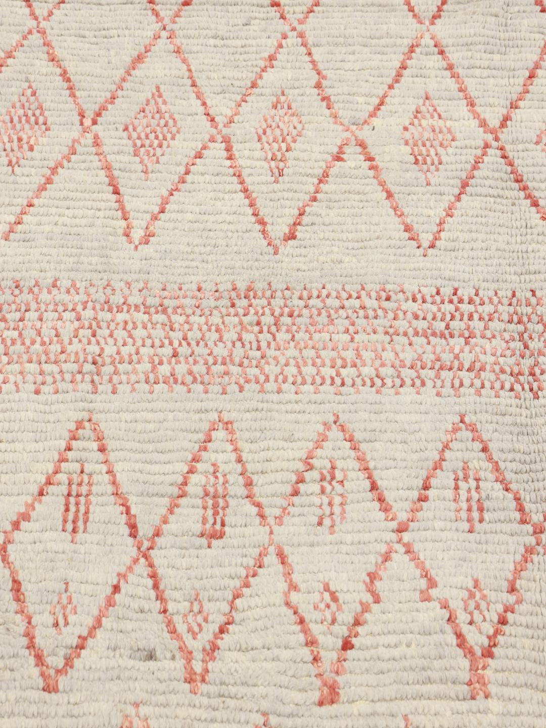 Håndknyttet tæppe i Berber-stil fra Afghanistan med beige og varme røde geometriske mønstre