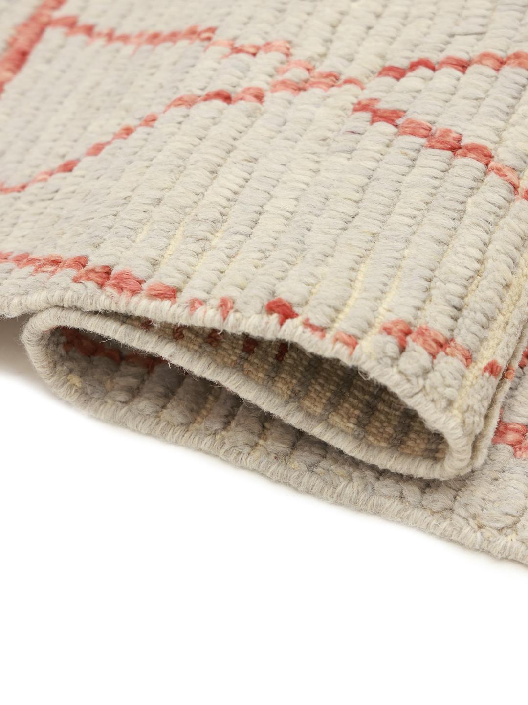 Håndknyttet tæppe i Berber-stil fra Afghanistan med beige og varme røde geometriske mønstre