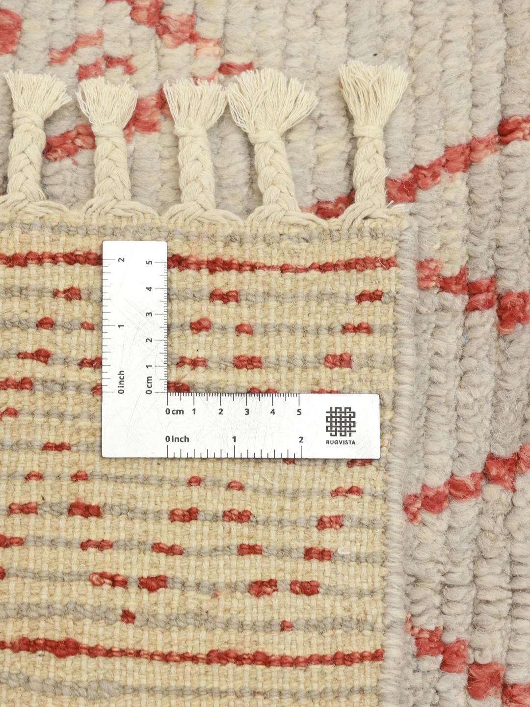 Håndknyttet tæppe i Berber-stil fra Afghanistan med beige og varme røde geometriske mønstre