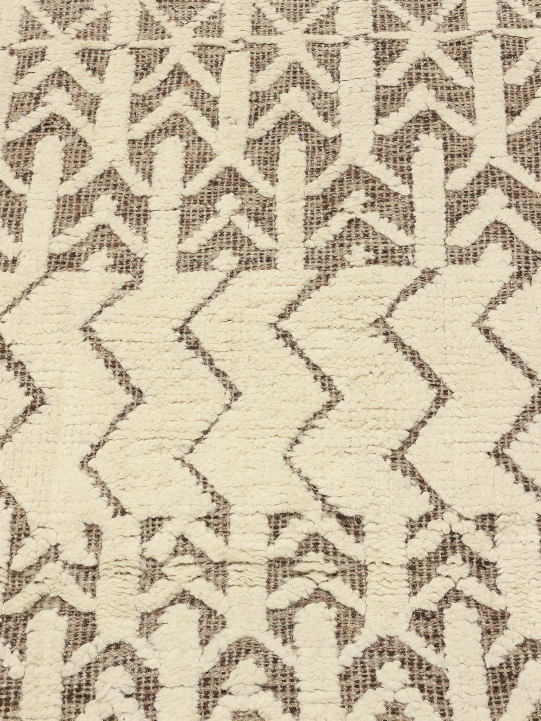Hand-knotted Afghan rug with neutral geometric patterns