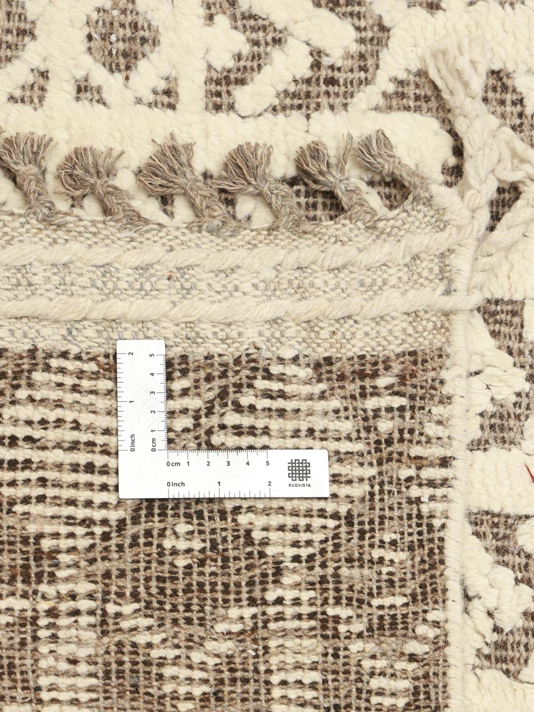 Hand-knotted Afghan rug with neutral geometric patterns