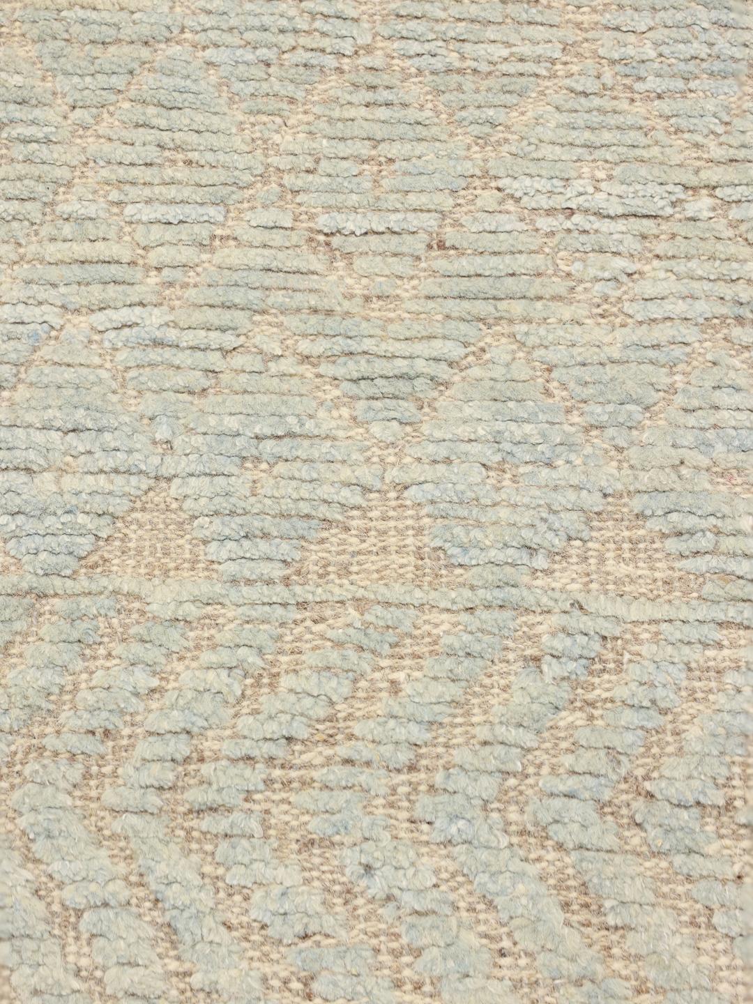 Hand-knotted Berber style rug from Afghanistan in beige and light blue tones