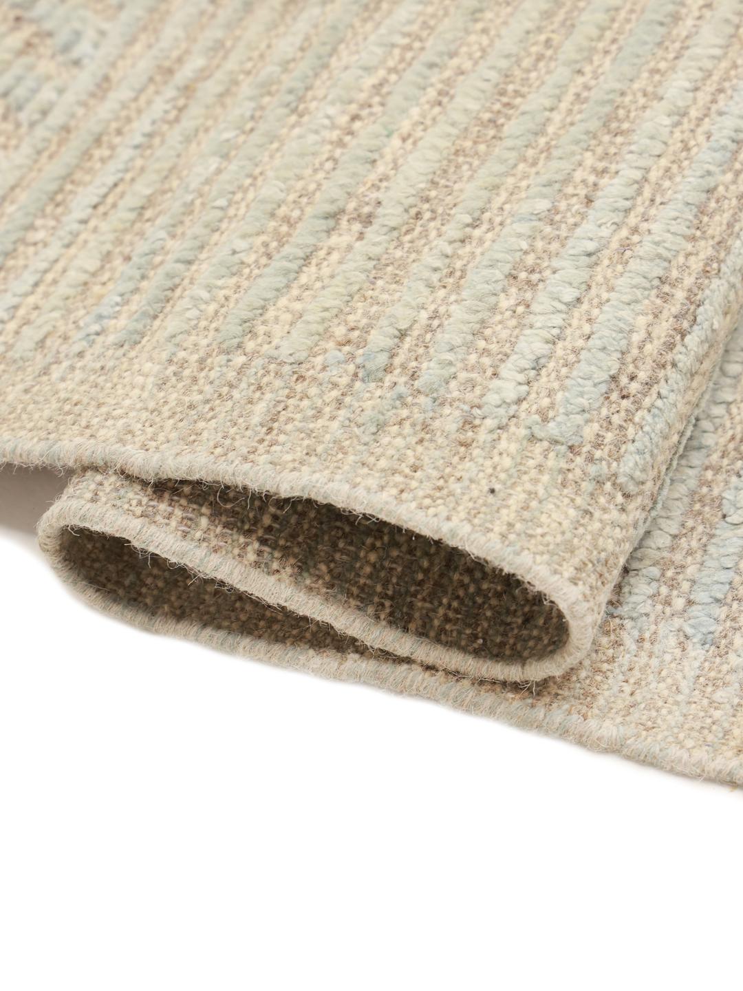 Hand-knotted Berber style rug from Afghanistan in beige and light blue tones