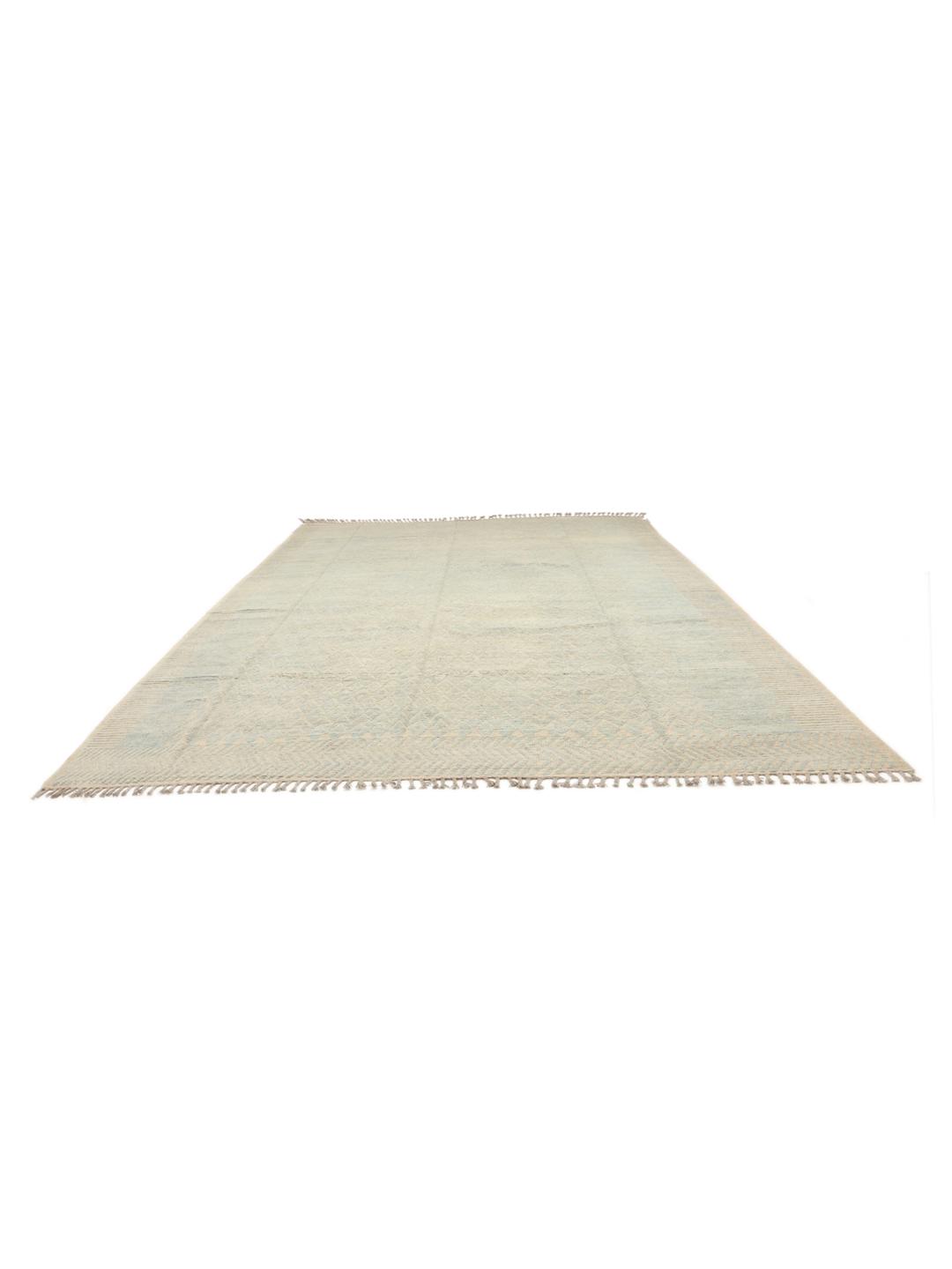 Hand-knotted Berber style rug from Afghanistan in beige and light blue tones