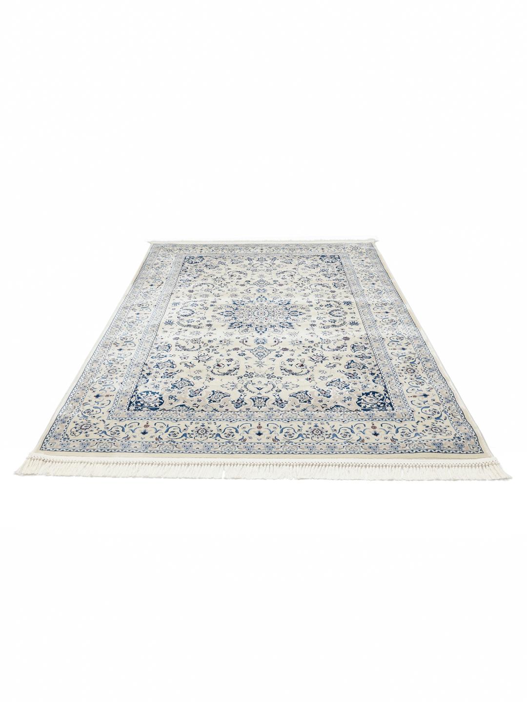crème wit en blauw tapijt