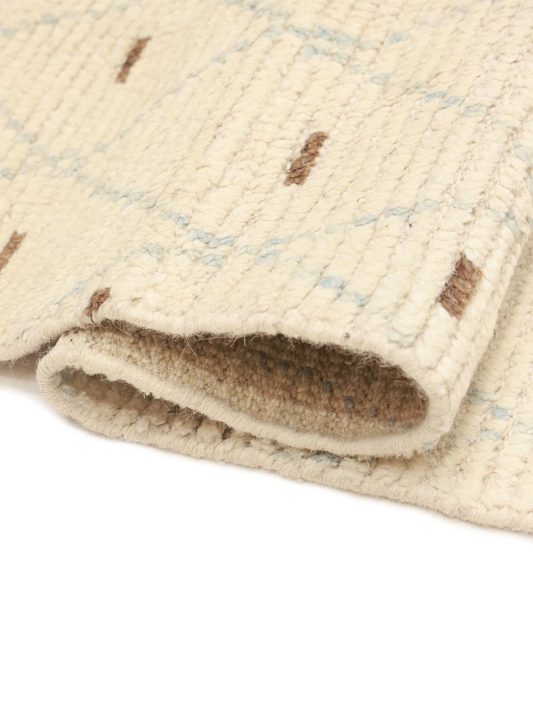 Hand-knotted Afghan rug with diamond pattern in beige and blue