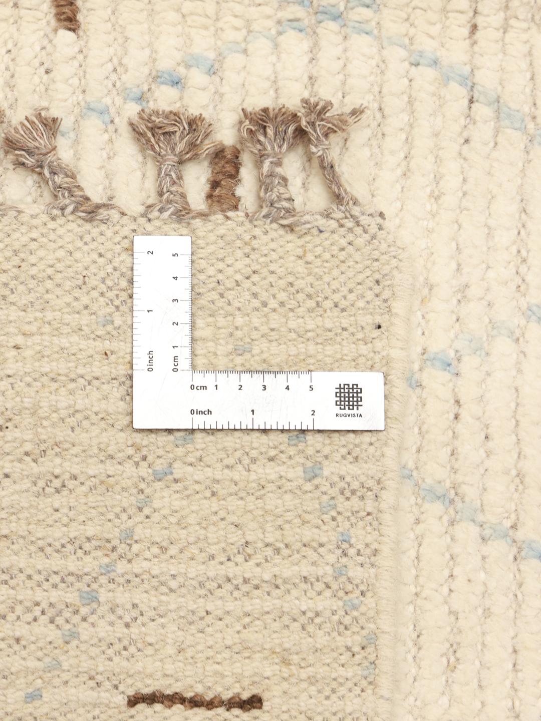 Hand-knotted Afghan rug with diamond pattern in beige and blue
