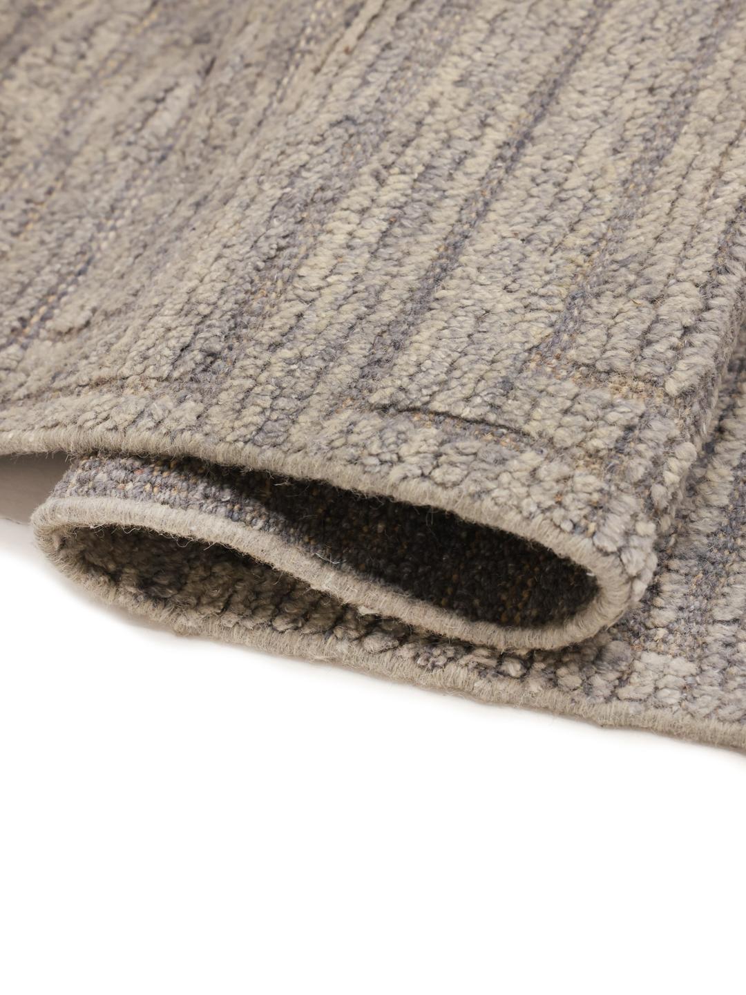 Hand-knotted Afghan rug with neutral geometric patterns in shades of grey