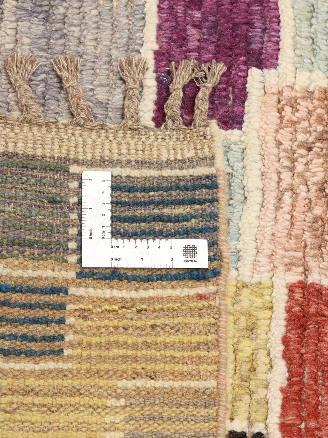 Handgeknoopt Afghaans Berber-tapijt met een levendig veelkleurig geometrisch ontwerp