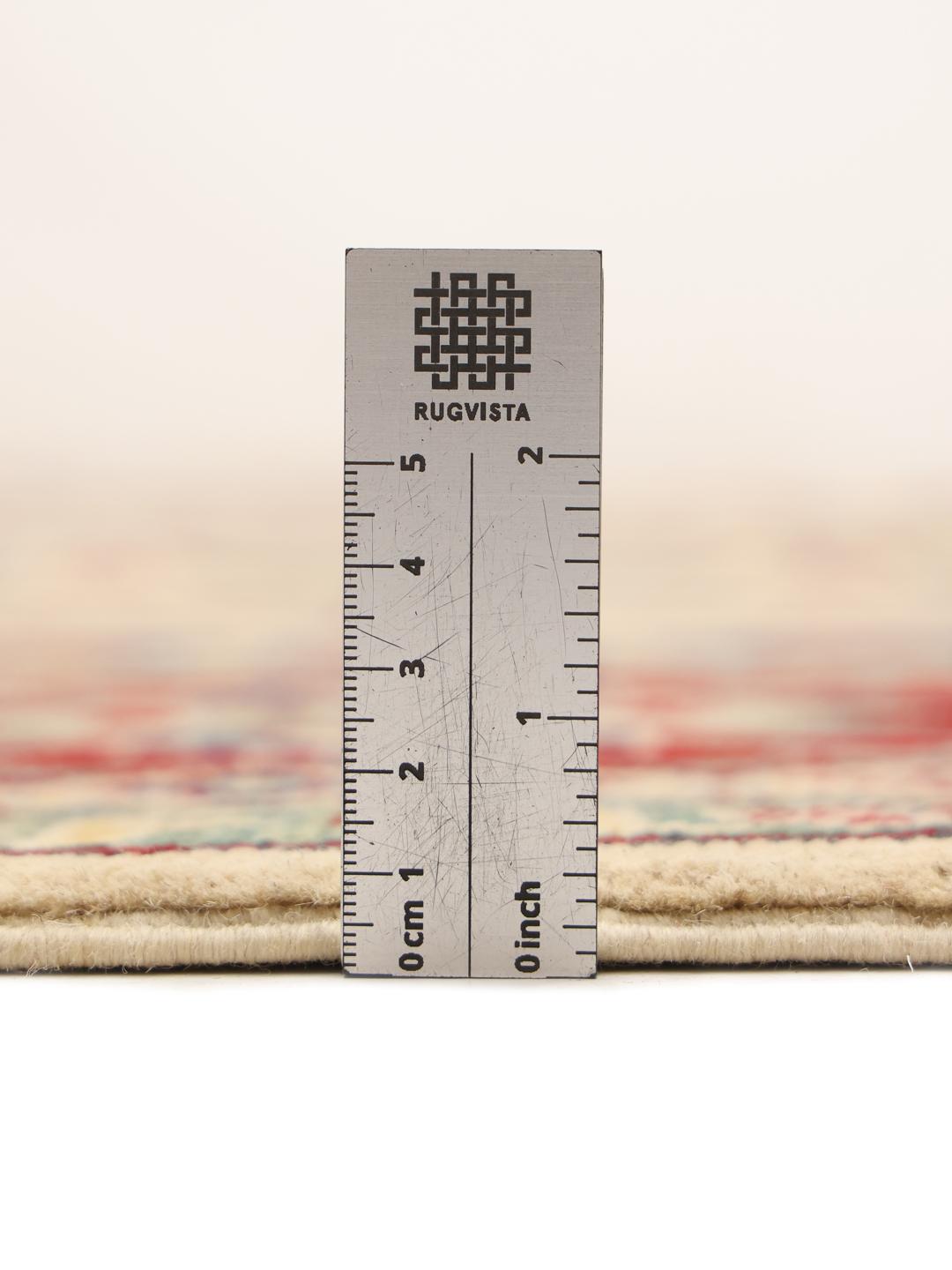 Covor Kazak înnodat manual din Afganistan cu un model geometric roșu și bej