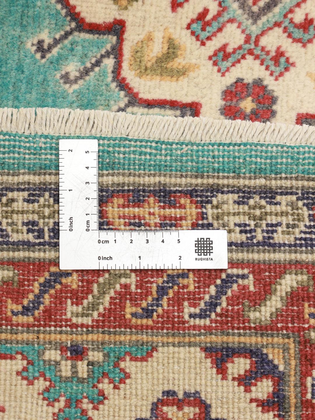 Håndknyttet afghansk Kazak-tæppe i blåt med geometriske mønstre